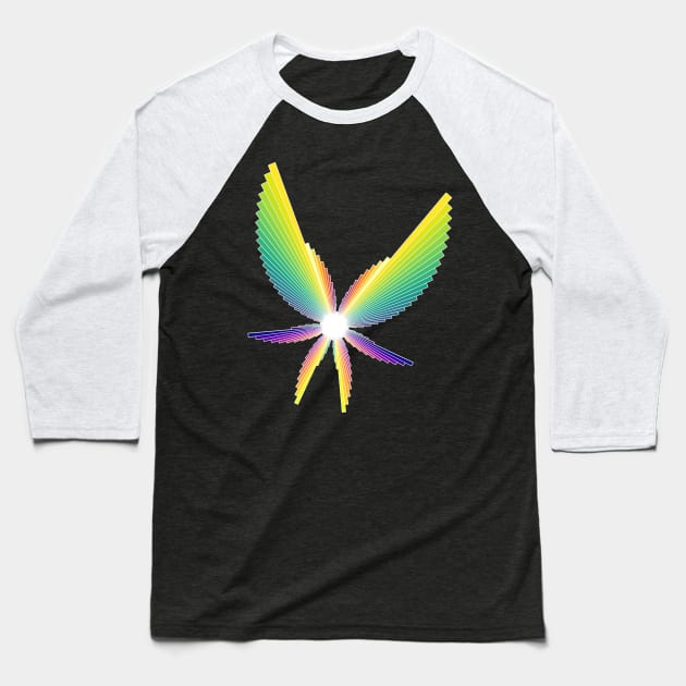 Rainbow Angel Seraphim | Flying Six Wing Bar Chart Black Baseball T-Shirt by aRtVerse